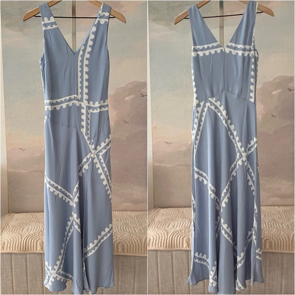 NWT Mon Renn Serape Midi Dress XS / 6 Blue Postcards - Picture 13 of 16